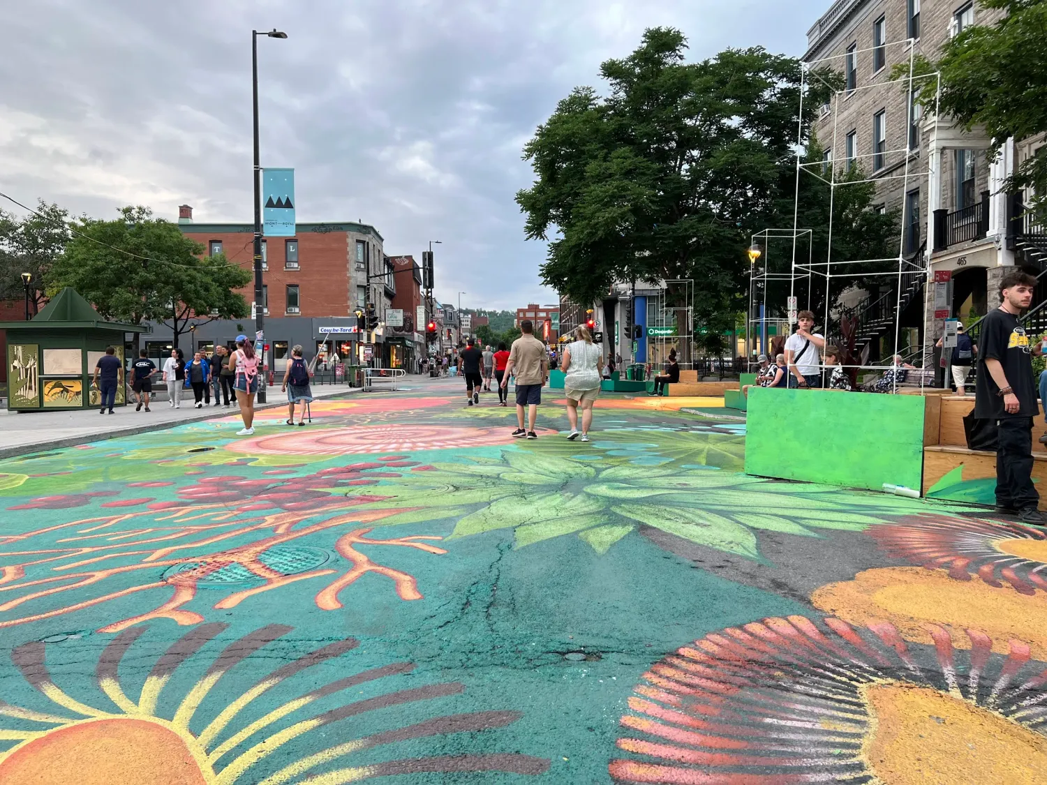 Painted street on Mont-Royal avenue in Montréal.